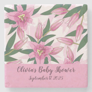Pink Blooming Lily Stenen Onderzetter
