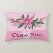 Pink Blooming Lily Sweet Heart Accent Kussen (Voorkant)