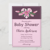 Pink Blooming Lily Sweet Heart Baby shower Kaart (Voorkant)