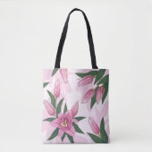Pink Blooming Lily Tote Bag (Voorkant)