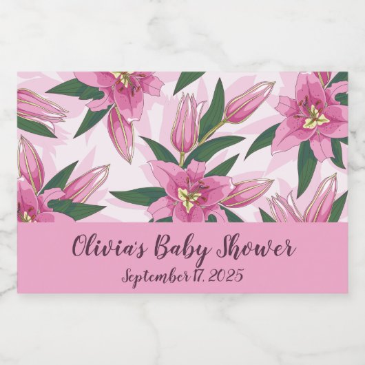 Pink Blooming Lily Voedselcontainer Etiket (Enkel label)