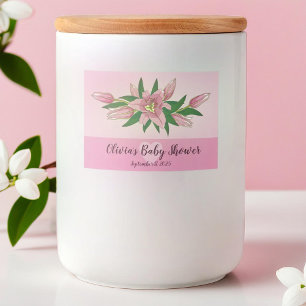 Pink Blooming Lily Voedselcontainer Etiket