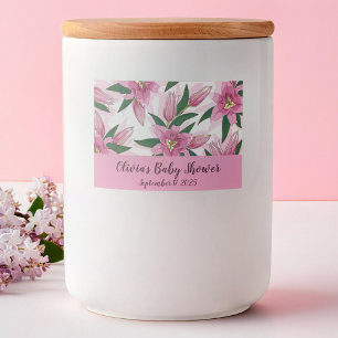 Pink Blooming Lily Voedselcontainer Etiket