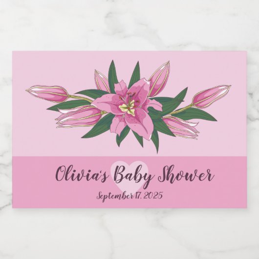 Pink Blooming Lily Voedselcontainer Etiket (Enkel label)