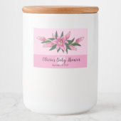 Pink Blooming Lily Voedselcontainer Etiket (Voorkant)