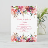 Pink Blooms Baby shower Kaart (Staand voorkant)