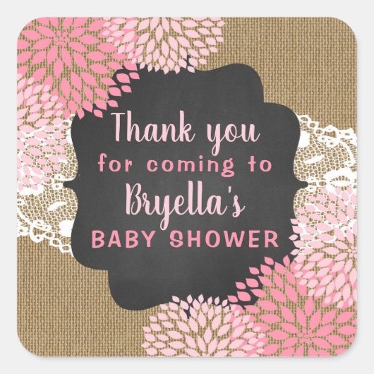 Pink Blooms bedankt voor het komen sticker (Voorkant)