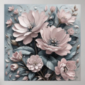 Pink Blooms Floral Art Poster (Voorkant)