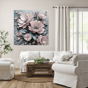 Pink Blooms Floral Art Poster
