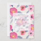 Pink Blooms Waterverf Floral Eerste Heilige Commun Kaart (Voorkant)