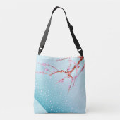 Pink blossom and flying petals (or snow?) crossbody tas (Achterkant)