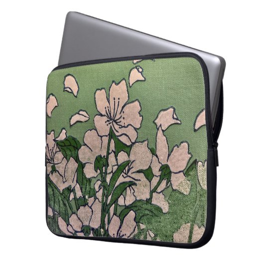 Pink Blossom Cascade Electronics Bag Laptop Sleeve (Voorkant Links)