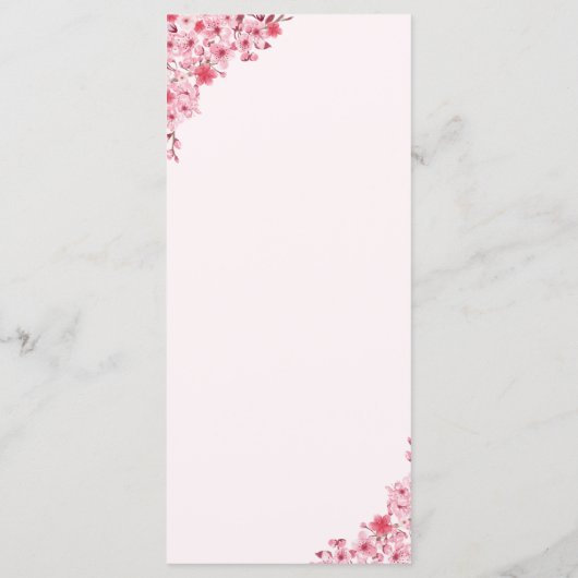 Pink Blossom – Elegant Sakura Flowers Wedding Programmakaart (Achterkant)