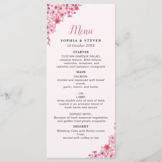 Pink Blossom – Elegant Sakura Flowers Wedding Programmakaart (Voorkant)