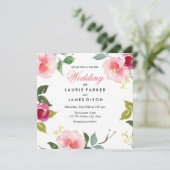 Pink Blossom Floral Wedding Invitation Kaart (Staand voorkant)