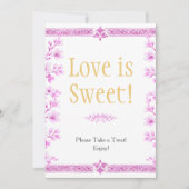 Pink blossom florals "Love is Sweet"  Sign Kaart (Voorkant)