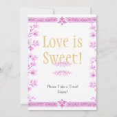Pink blossom florals "Love is Sweet"  Sign Kaart (Achterkant)