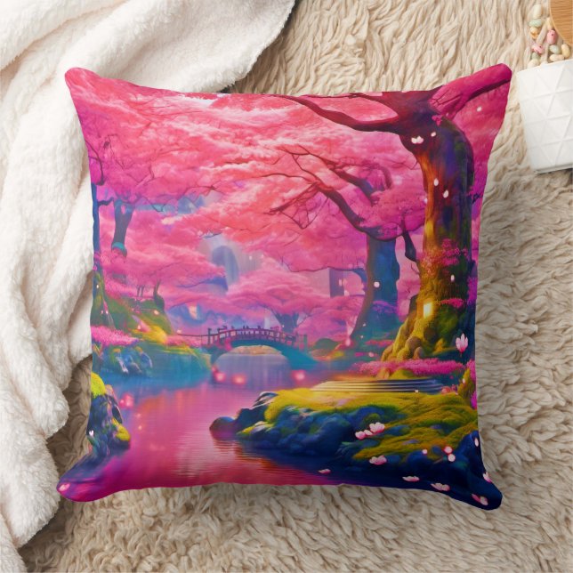 Pink Blossom Forest Design Kussen (Deken)