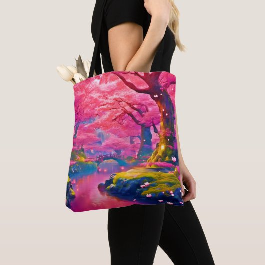 Pink Blossom Forest Design Tote Bag (Dichtbij)
