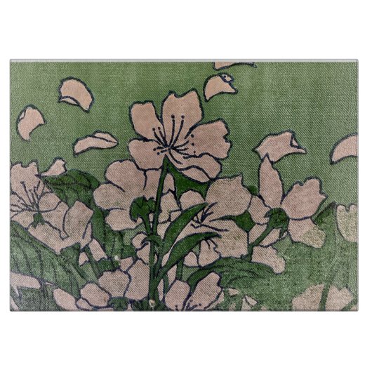 Pink Blossom Green Cutting Board Snijplank (Voorkant)