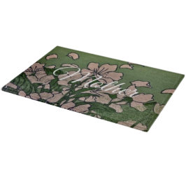 Pink Blossom Green Cutting Board Snijplank