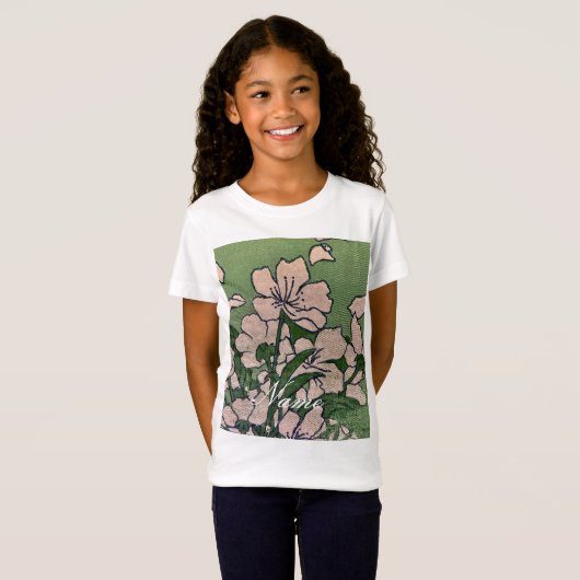 Pink Blossom Green T-shirt (Voorkant volledig)