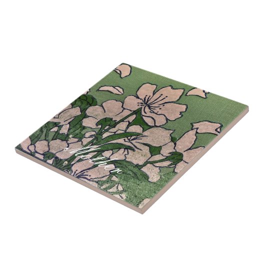 Pink Blossom Green Tegeltje (Zijkant)