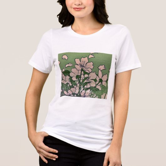Pink Blossom Green Tri-Blend Shirt (Voorkant)