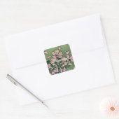 Pink Blossom Green Vierkante Sticker (Envelop)