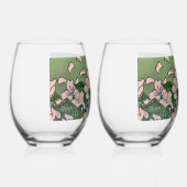 Pink Blossom Green Wijnglas Zonder Voet (Rechts)
