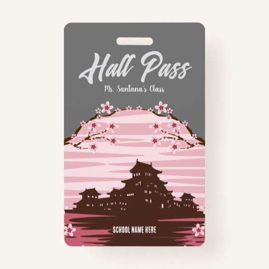 Pink Blossom Hall Pass Badge (Voorkant)