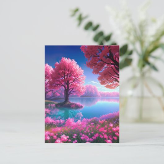 Pink Blossom Haven Briefkaart (Staand voorkant)