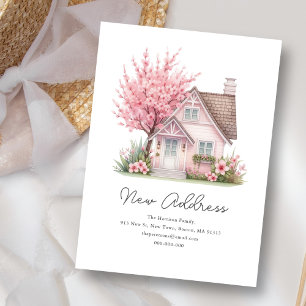 Pink Blossom House Nieuw adres We zijn verhuisd Notitiekaartje