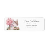 Pink Blossom House | Nieuw thuisadres Etiket (Voorkant)