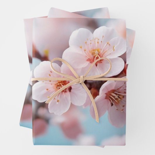 Pink Blossom Ma Wrapping Paper Flat Sheet Set of 3 (In situ)