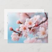 Pink Blossom Magic Uitnodiging Briefkaart (Voorkant / Achterkant)