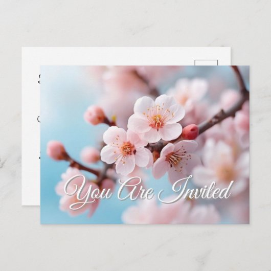 Pink Blossom Magic Uitnodiging Briefkaart (Voorkant / Achterkant)