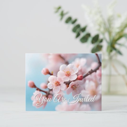 Pink Blossom Magic Uitnodiging Briefkaart (Staand voorkant)