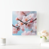 Pink Blossom Magic Vierkante Klok (Huis)