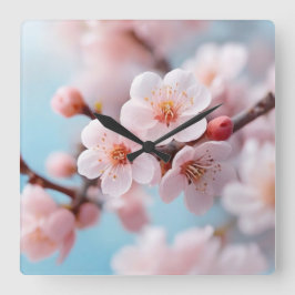 Pink Blossom Magic Vierkante Klok
