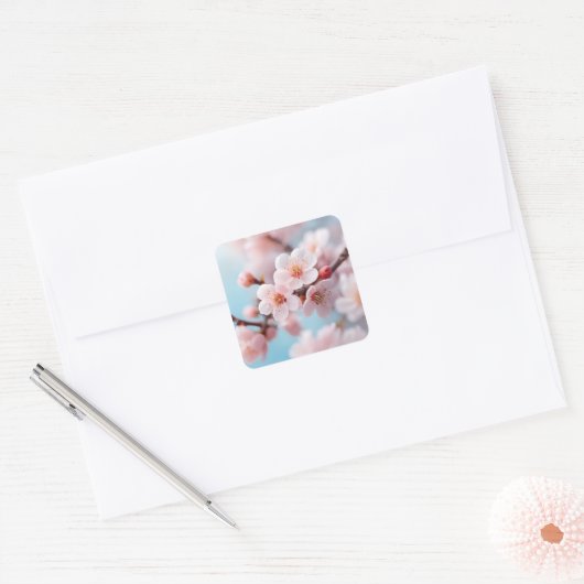 Pink Blossom Magic Vierkante Sticker (Envelop)