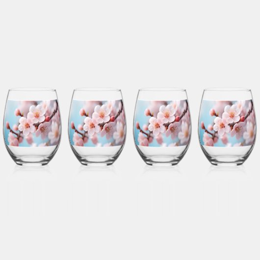 Pink Blossom Magic Wijnglas Zonder Voet (Voorkant)