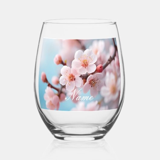 Pink Blossom Magic Wijnglas Zonder Voet (Voorkant)