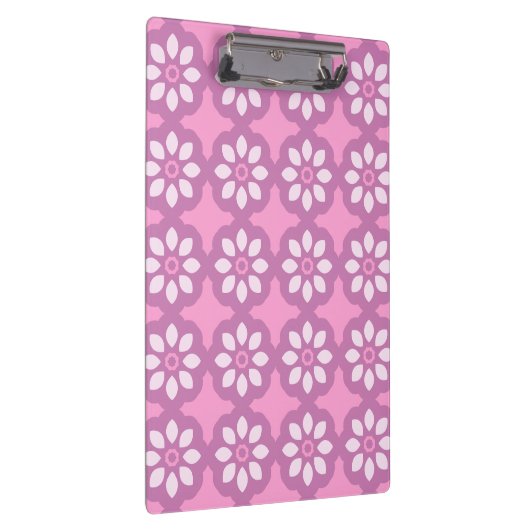Pink Blossom Retro Tile Pattern Klembord (Rechts)