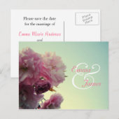 Pink Blossom Save the Date Briefkaart (Voorkant / Achterkant)