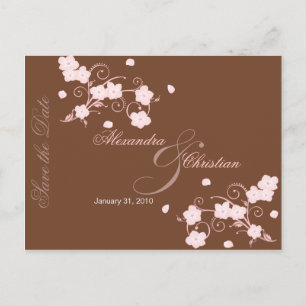Pink Blossom Save the Date Wedding Aankondiging
