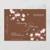 Pink Blossom Save the Date Wedding Aankondiging (Achterkant)