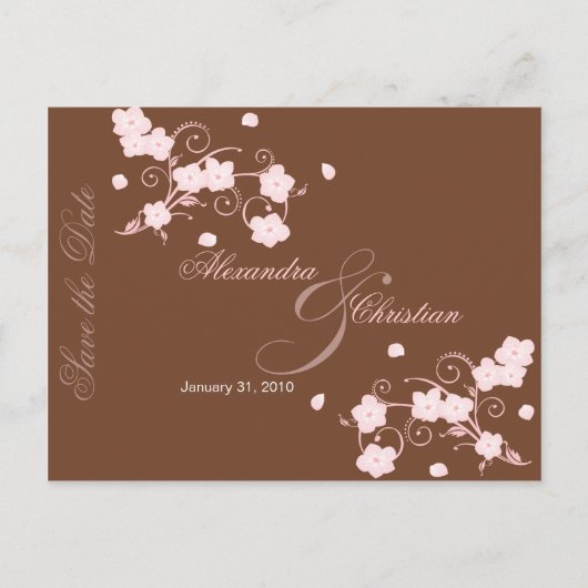 Pink Blossom Save the Date Wedding Aankondiging (Voorkant)