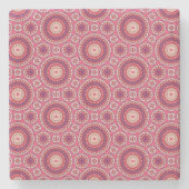 Pink Blossom Tile Pattern Stenen Onderzetter (Voorkant)