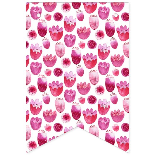 Pink Blossom Waterverf Floral Vlaggetjes (Tweede vlag)